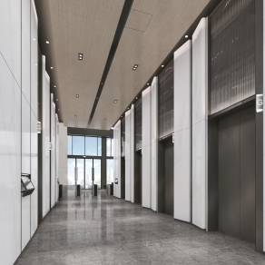 现代电梯厅3D模型下载